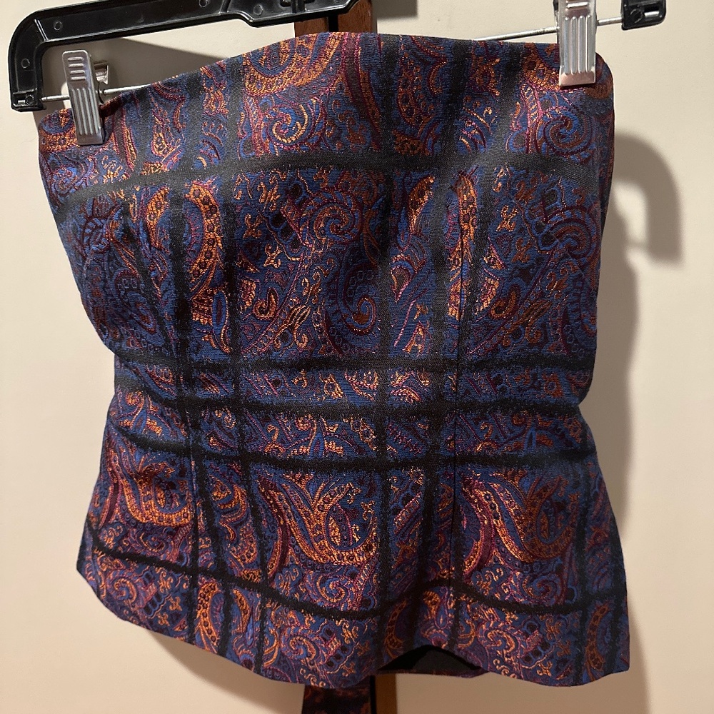 Orange and blue paisley tube top
